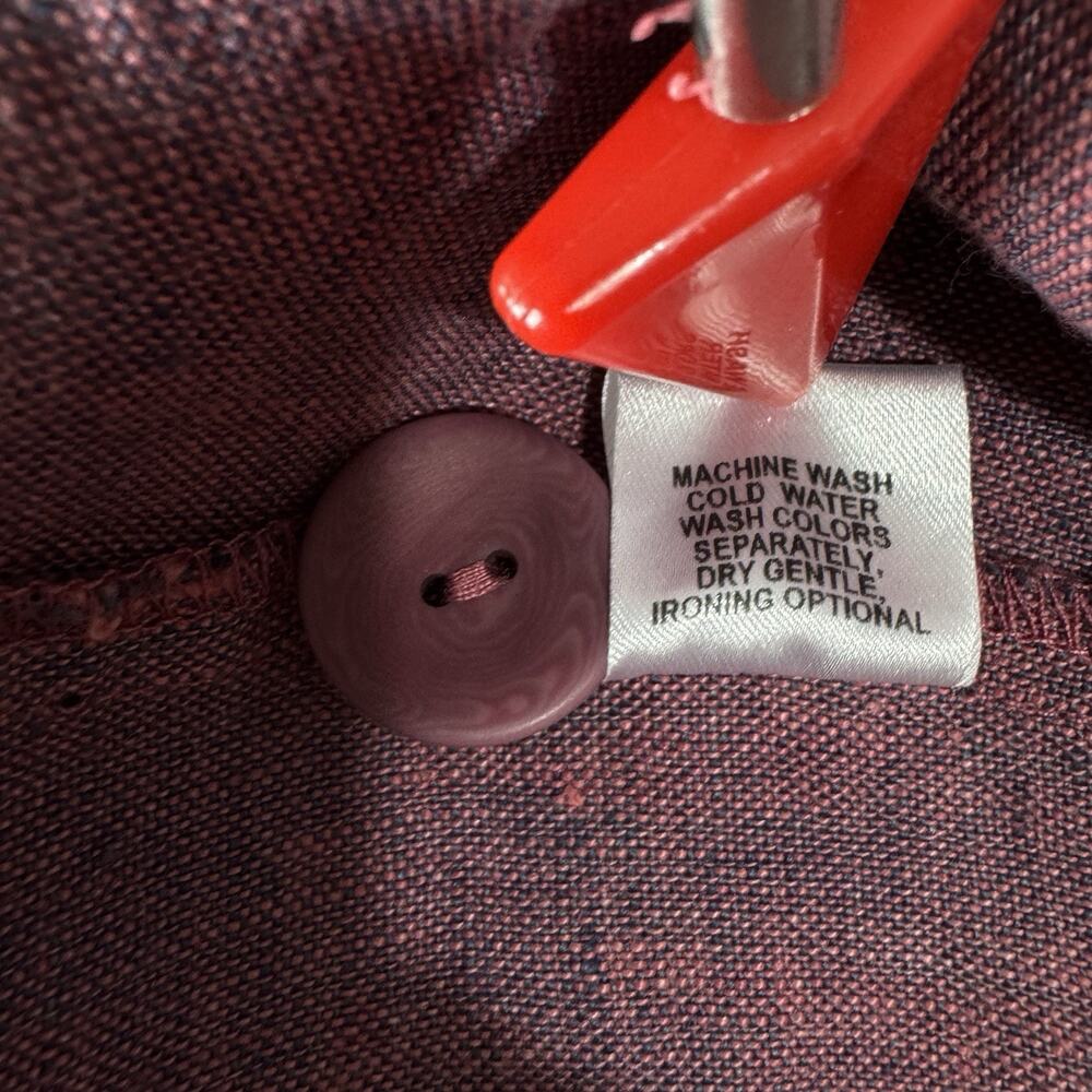 NWT FLAX P Sz 6-10 Linen Purple Berry Yarn Dye Button Shacket Pocket Long Sleeve - Picture 13 of 14
